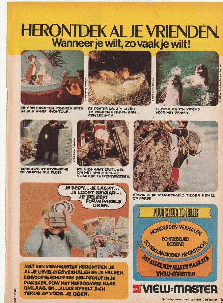 Retro reclame 1972 View-Master Flipper Zorro Disney, Verzamelen, Retro, Overige typen, Verzenden