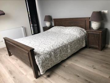 Grenen houten bed met 2 verstelbare Auping spiralen 80x210 !