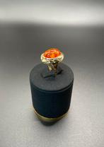 14K gouden vintage ring met barnsteen cabochon maat 17, Sieraden, Tassen en Uiterlijk, Ringen, Ophalen of Verzenden, Zo goed als nieuw