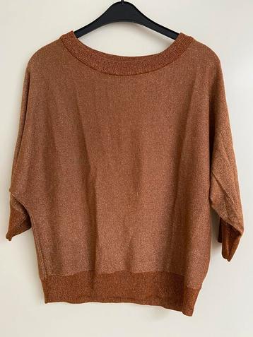 Trui 3/4 vleermuis mouw bruin/goud beschikbaar voor biedingen