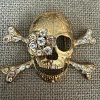 Super bling bling Diamond Skull riemgesp, brons met bling., Brons, Nieuw, Ophalen of Verzenden, Goud