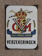 emaille reclamebord OVM verzekeringen langcat, Ophalen of Verzenden, Gebruikt, Reclamebord