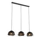 Oosterse hanglamp zwart bamboe 3-lichts - Pua NIEUW, Huis en Inrichting, Lampen | Hanglampen, Ophalen of Verzenden, Zo goed als nieuw