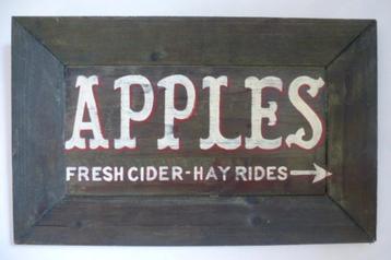 Uniek handgeschilderd reclame bord/appel/cider/boerderij beschikbaar voor biedingen
