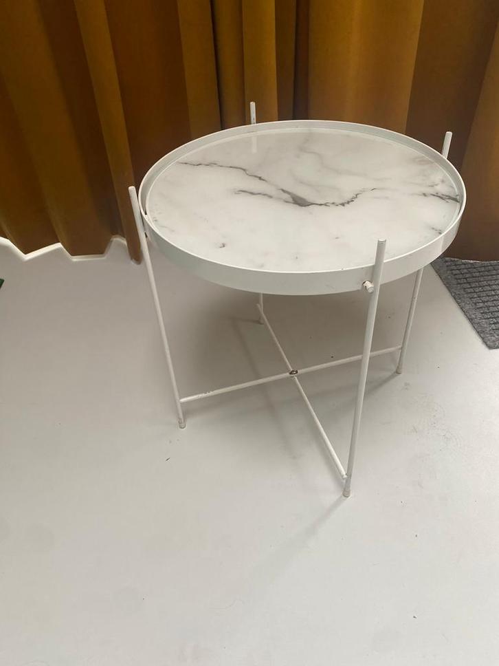 Marmeren Bijzettafel, Huis en Inrichting, Tafels | Bijzettafels, Zo goed als nieuw, Rond, Minder dan 45 cm, Minder dan 55 cm, Overige materialen