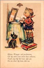 Kleine Wimpje zal probeeren - Antieke ansichtkaart kind rijm, Verzamelen, Ansichtkaarten | Themakaarten, Ophalen of Verzenden