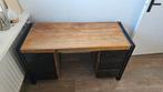 Robuust industriel bureau (staal / mangohout), Huis en Inrichting, Ophalen, Zo goed als nieuw