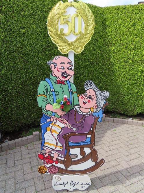 50 jarig huwelijk jubileum feestbord huren naar keuze!, Hobby en Vrije tijd, Feestartikelen | Verhuur, Nieuw, Abraham of Sarah