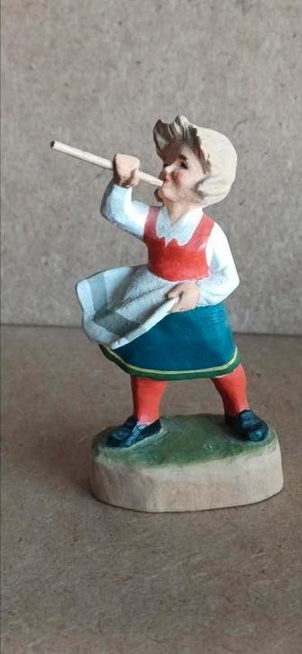 Vintage jaren 70 henning fluitist houten beeldje, Antiek en Kunst, Antiek | Speelgoed, Ophalen