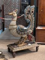 Grote houten Pauw India vorige eeuw 105 cm hoog €335., Antiek en Kunst, Kunst | Beelden en Houtsnijwerken, Ophalen