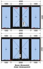 NIEUWE HOUTEN KOZIJNEN MET GLAS VERKEERD INGEMETEN, 150 tot 225 cm, Nieuw, Overige typen, 150 tot 225 cm