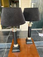 2 Lampen met zwart fluwelen kap hoogte 50 cm, met kap 65 cm, Huis en Inrichting, Lampen | Tafellampen, Overige materialen, Gebruikt