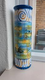 Unieke keramieken vaas met schildpadden & vissen ,turquoise, Ophalen of Verzenden, Aardewerk of Porselein, Minder dan 50 cm