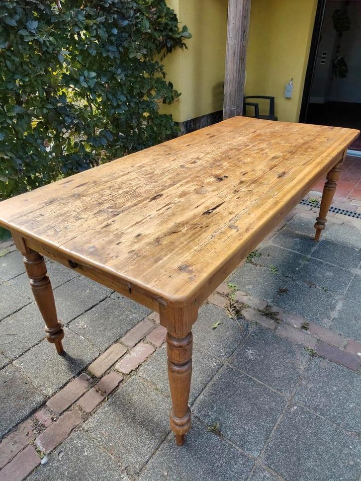 * tafel; mooie geleefde antieke eettafel boeren tafel, 1.98m, Antiek en Kunst, Antiek | Meubels | Tafels, Ophalen