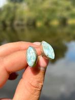 Larimar Edelsteen Oorknopjes Handgemaakt, Sieraden, Tassen en Uiterlijk, Overige materialen, Blauw, Nieuw, Ophalen of Verzenden