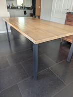 Massief Eikenhout eettafel + zwart staal potten, Huis en Inrichting, Tafels | Eettafels, Ophalen, 100 tot 150 cm, Eikenhout, 200 cm of meer