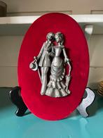 Vintage franse lijst, velours met tinnen figuur in reliëf 1, Ophalen of Verzenden