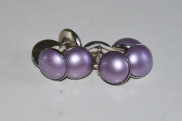 8 stuks Lila - Zilver kleurige bolle knopen 15 mm beschikbaar voor biedingen