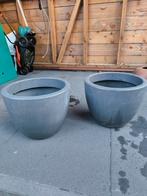 2 kunststof plantenbakken met wieltjes, Tuin en Terras, Ophalen, Gebruikt, Rond, Kunststof