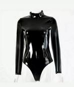 Mooie laklook body met rits en hoge hals, tm 3XL, Verzenden, Zwart, Body of Korset