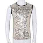 Zwart goud heren glitter hemd mannen shirt top festival, Verzenden, Nieuw, Overige maten, Overige thema's