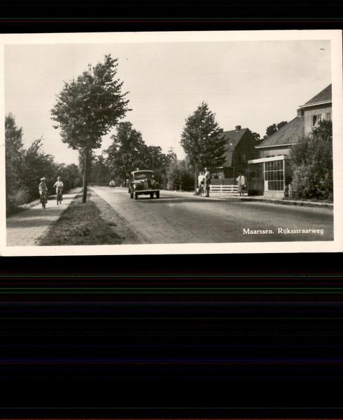 Maarssen Rijksstraatweg auto en bushalte st 1953  FoKa, Verzamelen, Ansichtkaarten | Nederland, Gelopen, Utrecht, 1940 tot 1960