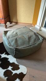 Leuke leren poef, navulbaar, Huis en Inrichting, Zitzakken, Ophalen of Verzenden, Gebruikt, Groen, Zitzak