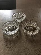 Set van 3 vintage kristal glazen asbakken, Ophalen of Verzenden