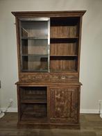 Teakhouten kast met stalen details - veel opbergruimte, Huis en Inrichting, Gebruikt, 100 tot 150 cm, 200 cm of meer, Teakhout