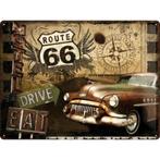 Route 66 eat drive relief reclamebord van metaal wandbord, Info@deconoord.nl, Deco Noord, Nieuw, Ophalen of Verzenden
