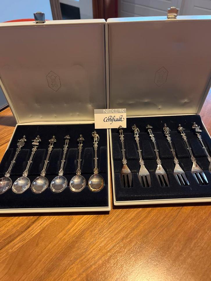 Zilveren Lepels en Vorken Set, Antiek en Kunst, Antiek | Bestek, Ophalen of Verzenden