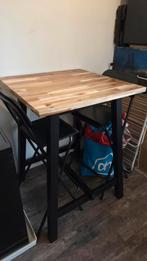 Ikea statafel SKOGSTA met 2 krukken sta tafel bartafel, Ophalen, Zo goed als nieuw