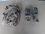 Originele oude dubbele touwenkatrol compleet 3 en 2 rols, Ophalen