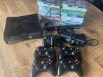 X-box 360 met 25 spellen, Spelcomputers en Games, Ophalen, Zo goed als nieuw, Met 3 controllers of meer, 250 GB