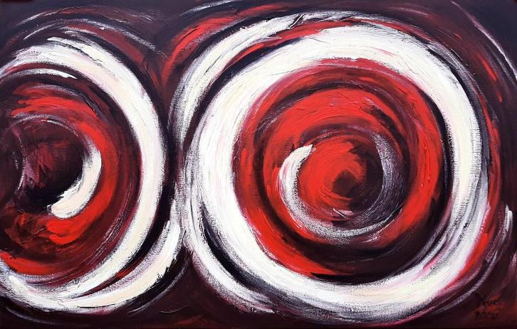 Groot abstract schilderij. 189,7 cm. breed x 120 cm. hoog., Antiek en Kunst, Kunst | Schilderijen | Abstract, Ophalen