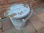 Zinken prullebak vuilnisemmer Bergen op zoom vintage, Tuin en Terras, Bloembakken en Plantenbakken, Ophalen, Tuin, Gebruikt, Minder dan 60 cm