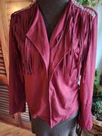 Suedine jasje vest maat m l bordeauxrood franjes, Ophalen of Verzenden, Zo goed als nieuw, Maat 38/40 (M), Rood