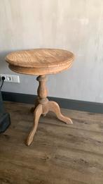 Landelijk hout wijntafeltje rond bijzettafeltje tafel hoffz, Minder dan 55 cm, Rond, Ophalen of Verzenden, Zo goed als nieuw