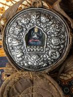 Mooi oud altaar voor op reis uit Nepal met Boeddha 9 cm., Ophalen of Verzenden