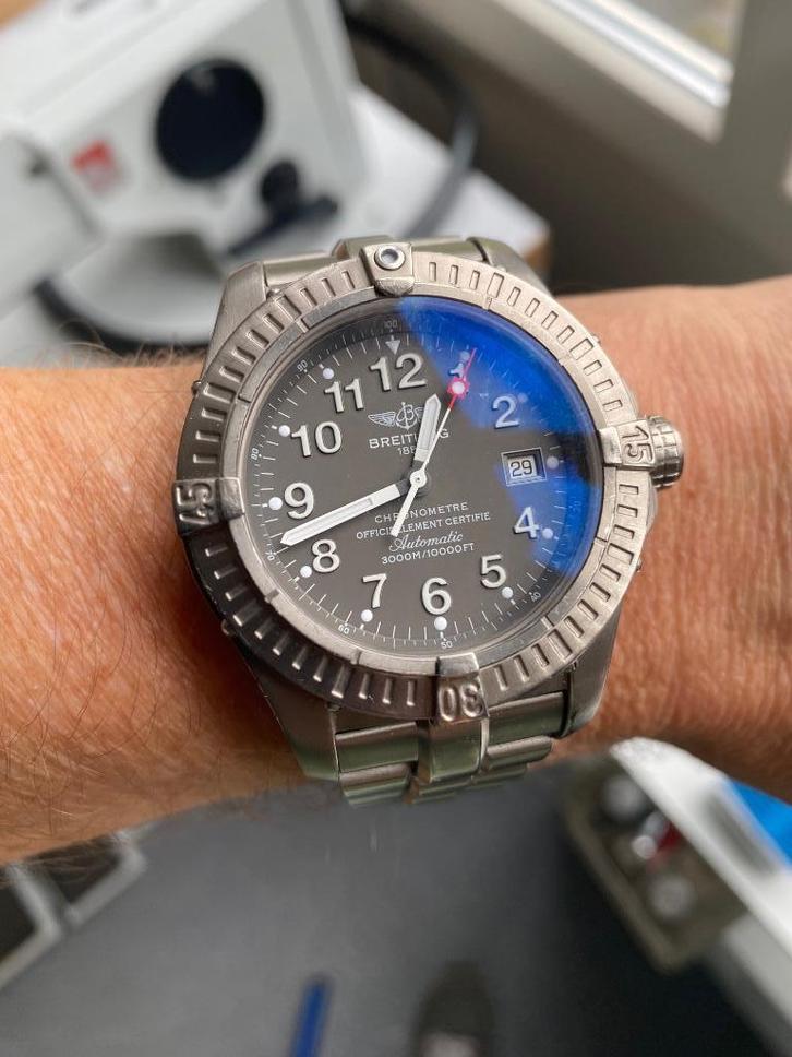 Breitling Avenger Seawolf titanium, Sieraden, Tassen en Uiterlijk, Horloges | Heren, Zo goed als nieuw, Breitling, Ophalen of Verzenden