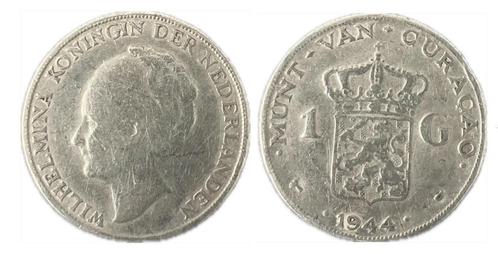 Curaçao - Wilhelmina 1 gulden 1944 zilver (2) - zilverprijs, Postzegels en Munten, Munten | Nederland, Losse munt, 1 gulden, Koningin Wilhelmina