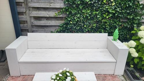 tuinbank steigerhout met opbergruimte en eventueel tafel, Tuin en Terras, Tuinbanken, Gebruikt, Hout, Ophalen