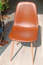 Jysk JONSTRUP Stoel - (4 stuks) Cognac Kunstleer/Eiken, Ophalen, Bruin, Hout, Zo goed als nieuw