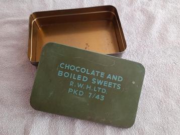 WW2 British rantsoenblik chocolate & boiled sweets beschikbaar voor biedingen