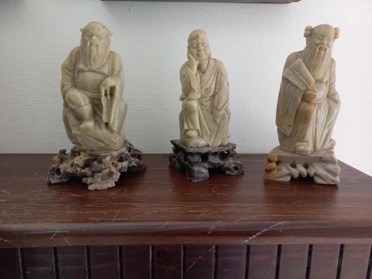 Spekstenen beeldjes van Chinese mannetjes, Antiek en Kunst, Kunst | Beelden en Houtsnijwerken, Ophalen of Verzenden