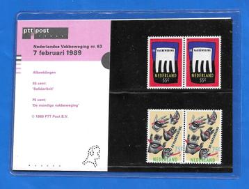 Postzegelmapje 63 - Nederlands Vakbeweging - 1989   beschikbaar voor biedingen