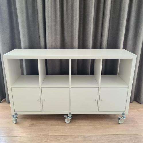 IKEA Kallax witte open kast met 4 deuren en wielen, Huis en Inrichting, Kasten | Overige, Gebruikt, Ophalen