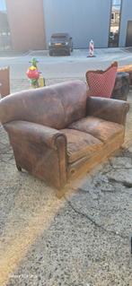Vintage Chesterfield schaapsleren bankje - 150cm, Ophalen, 75 tot 100 cm, Tweepersoons, Minder dan 150 cm