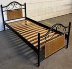 Metalen eenpersoonsbed met matras, Gebruikt, 90 cm, Eenpersoons, Zwart