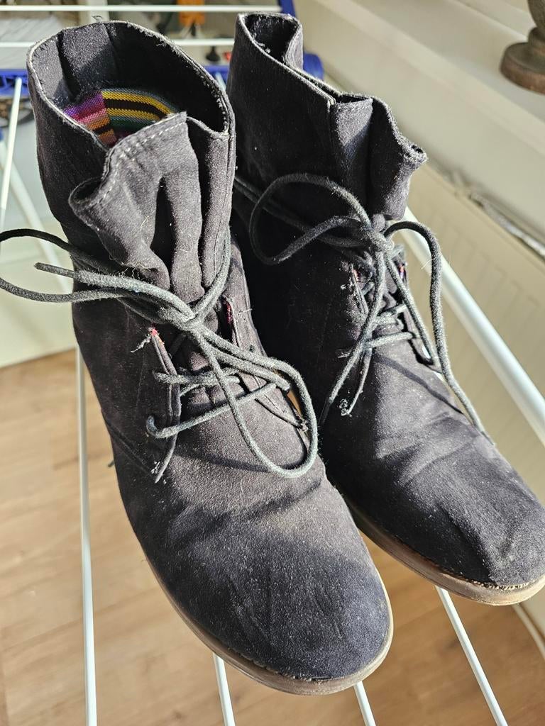 Zwarte Enkellaarsjes met Veters maat 41, Zwart, Lage of Enkellaarzen, Ophalen of Verzenden, Emilio Luca